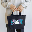 ねこじゃらしの水玉と猫 -polka dots and cat-（紫水） ランチトートバッグ