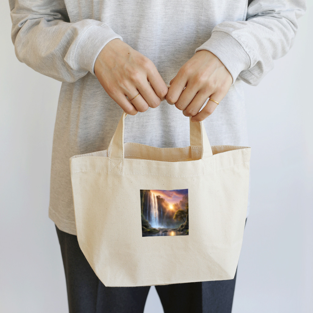 vectoの夕日と滝 Lunch Tote Bag