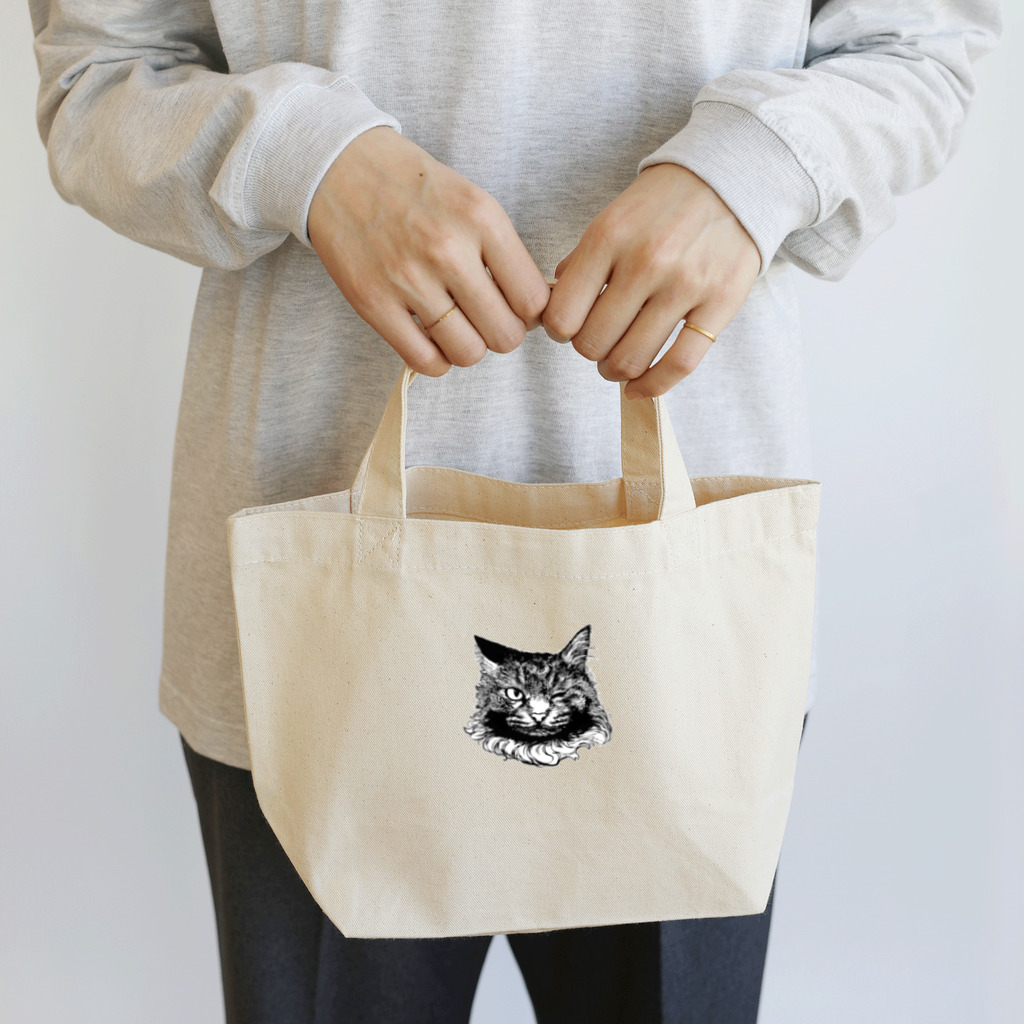 魚谷 彩の猫のポーちゃん（白ふち） Lunch Tote Bag