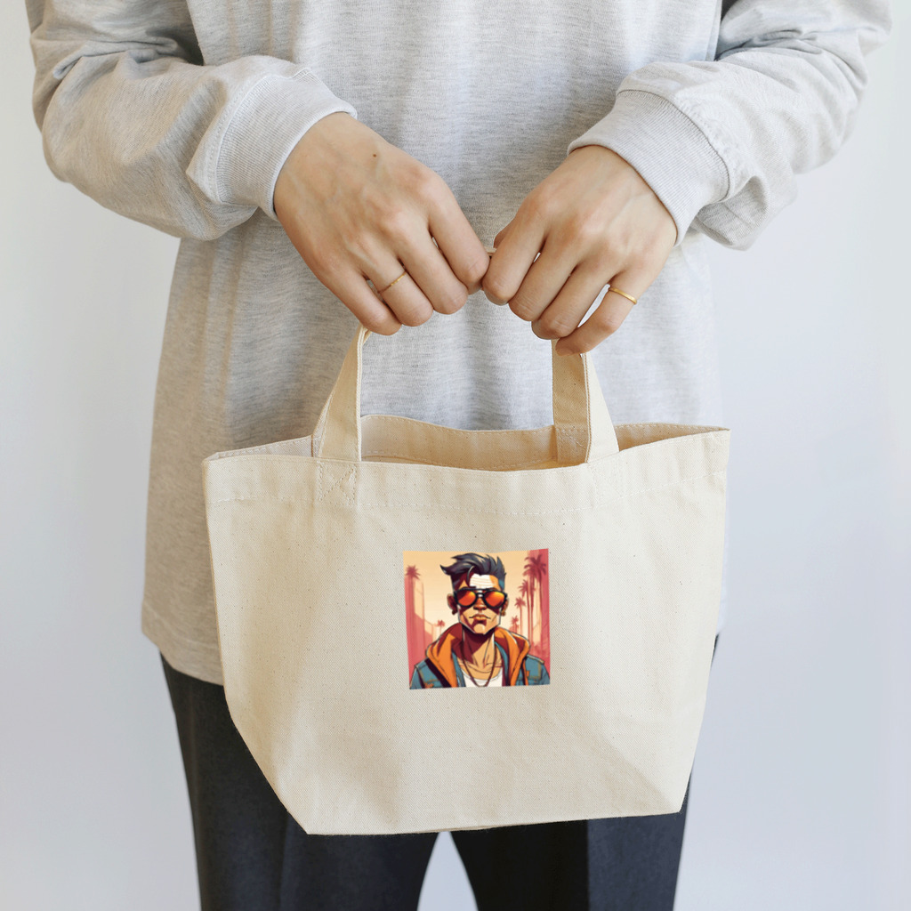 パワドラのサングラスをかけたイケオジ Lunch Tote Bag