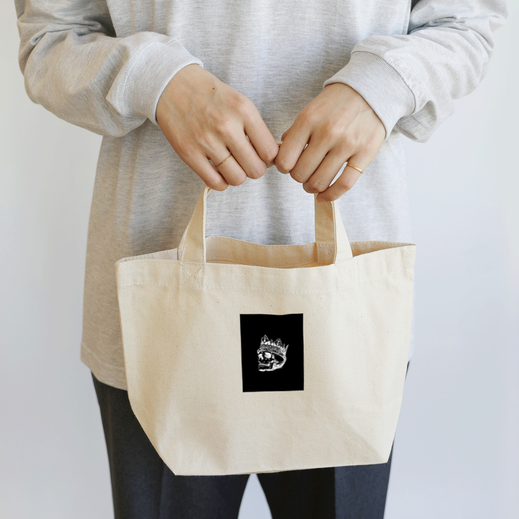 COOL&SIMPLEのBlack White Illustrated Skull King  Lunch Tote Bag
