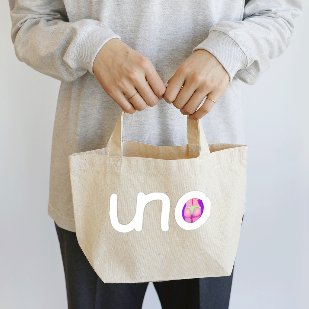 unoのUNOロゴ×ドットビキニヒップ Lunch Tote Bag