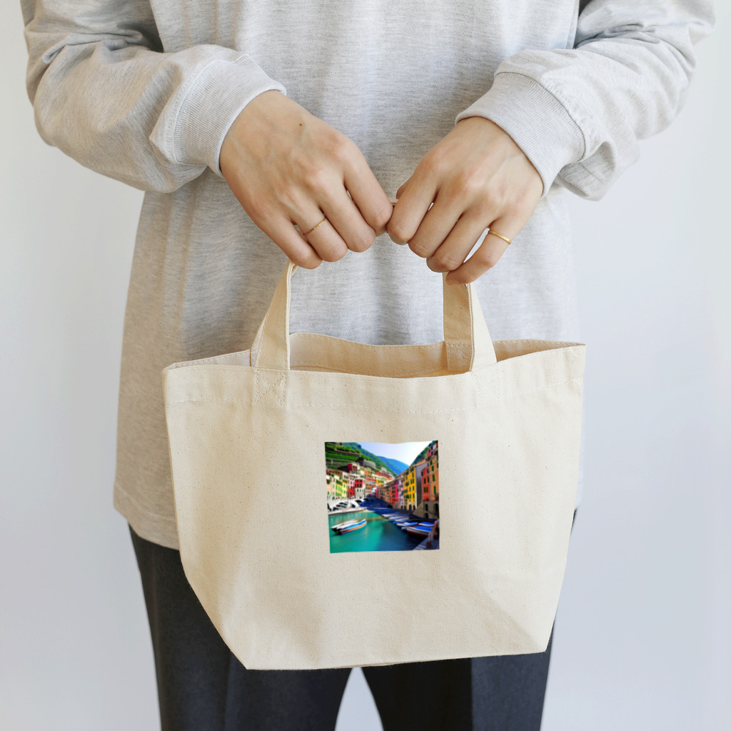 KSK SHOPの絵画のようなチンクエテッレの風景 Lunch Tote Bag
