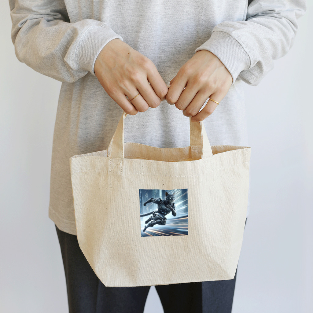 lonely_wolfの閃光を切り裂くチーター・ブレード Lunch Tote Bag