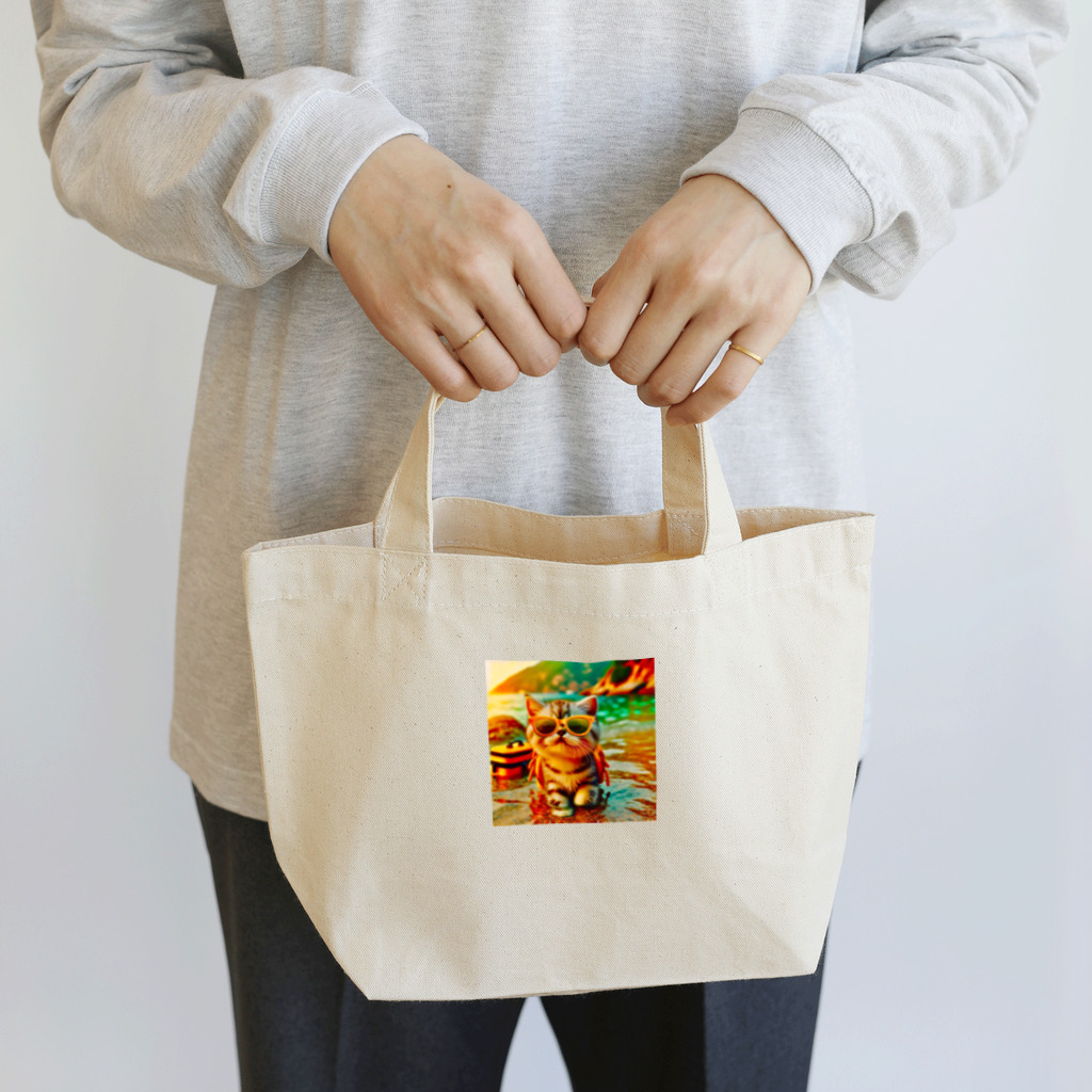 123_maのかわいい猫のイラストグッズ Lunch Tote Bag