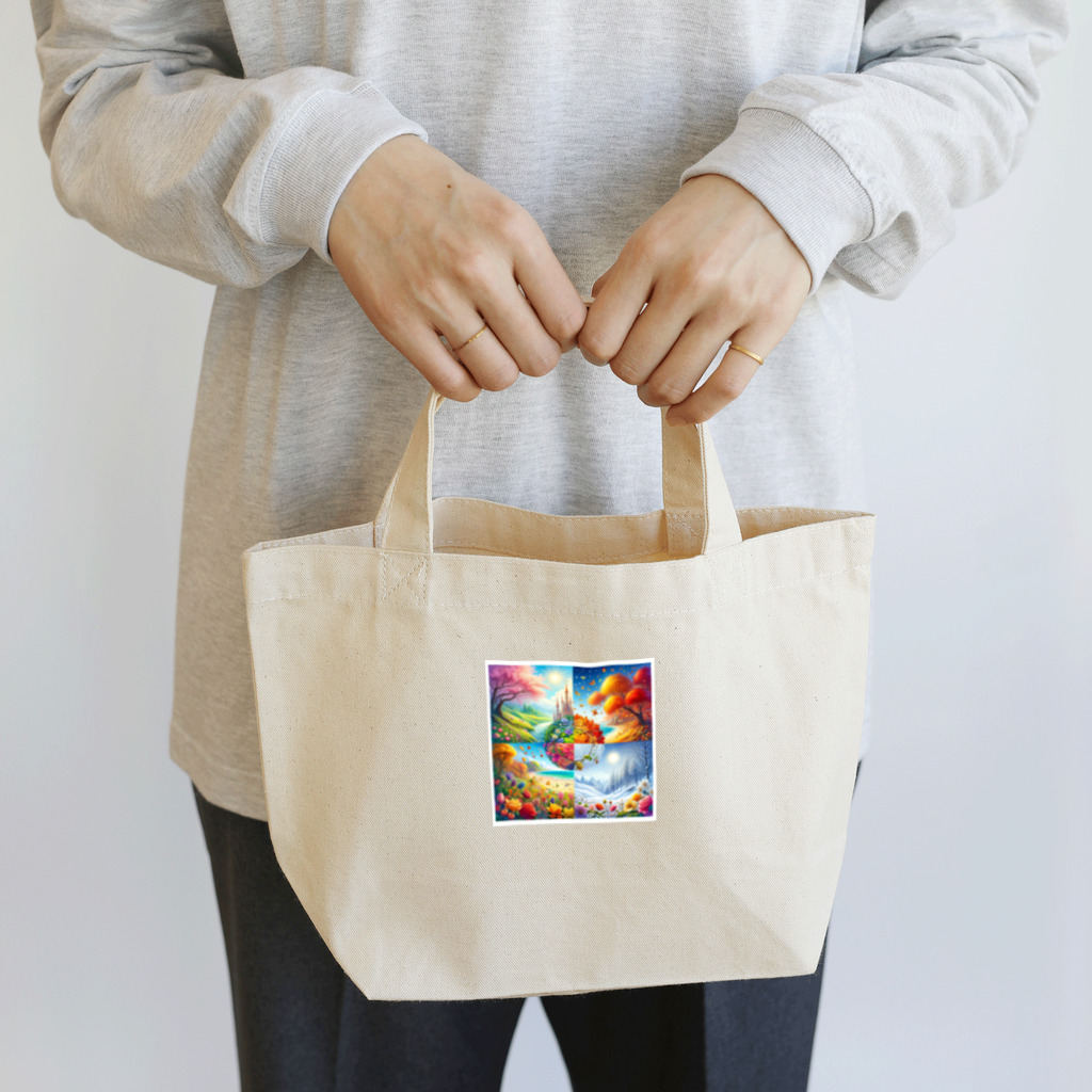 ほっこり絵音舎の🌸🍂🌊❄️ 新登場！『きせつのまほう』四季を感じるグッズコレクション #四季の魔法 #自然の美しさ Lunch Tote Bag