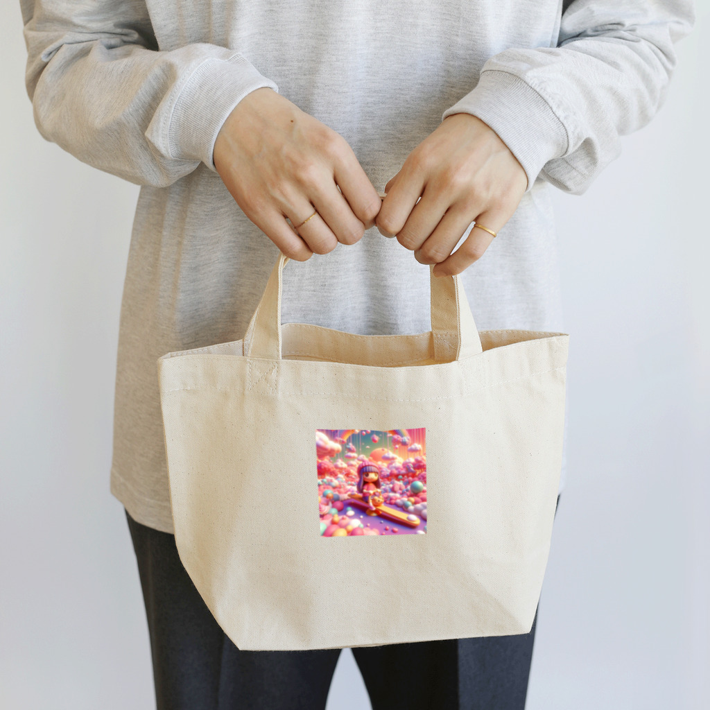 キュート＆クールの夕暮れ時のシーソー少女（３Dアニメ風） Lunch Tote Bag