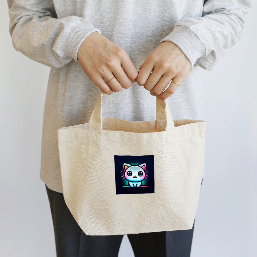 キャピキャピのネオン系の可愛い猫 Lunch Tote Bag