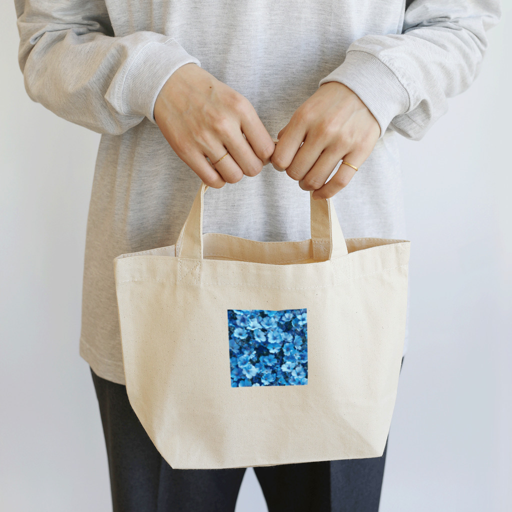 オンラインショップイエローリーフの水色小さな花 Lunch Tote Bag