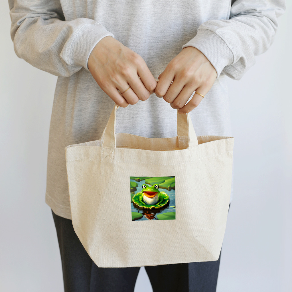 フリーダムの元気なカエル　ピクセルアート Lunch Tote Bag
