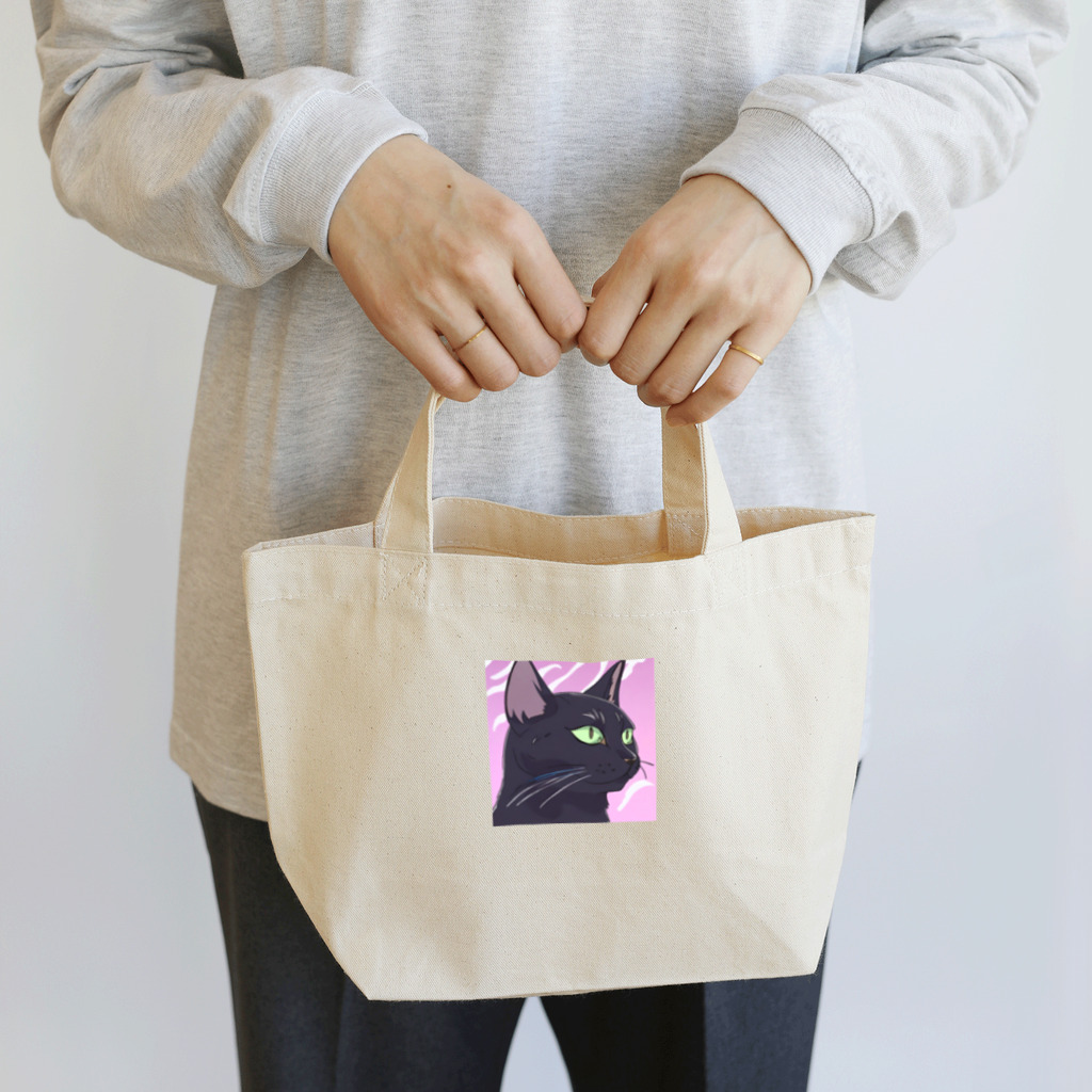 73GTCのかっこいい黒猫3 Lunch Tote Bag