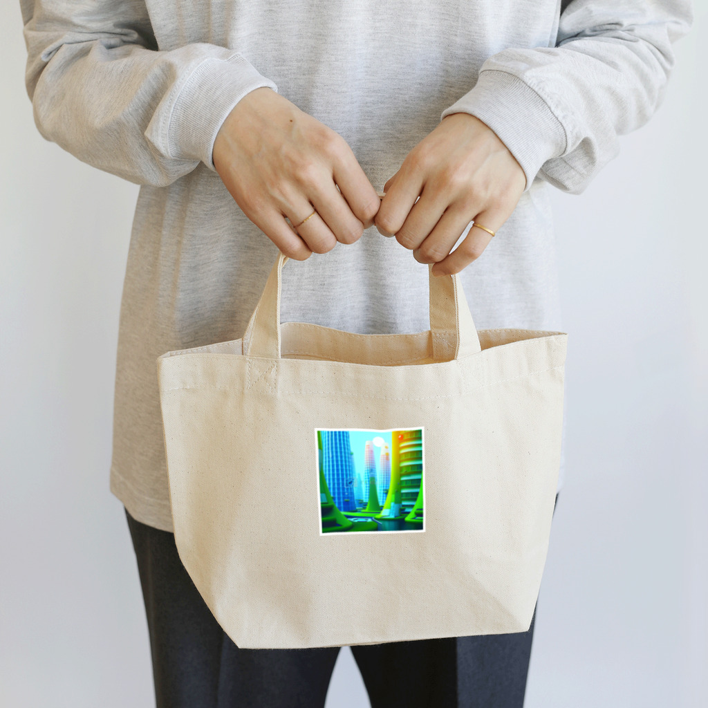 やさぐれメタルの未来都市TANTAN Lunch Tote Bag