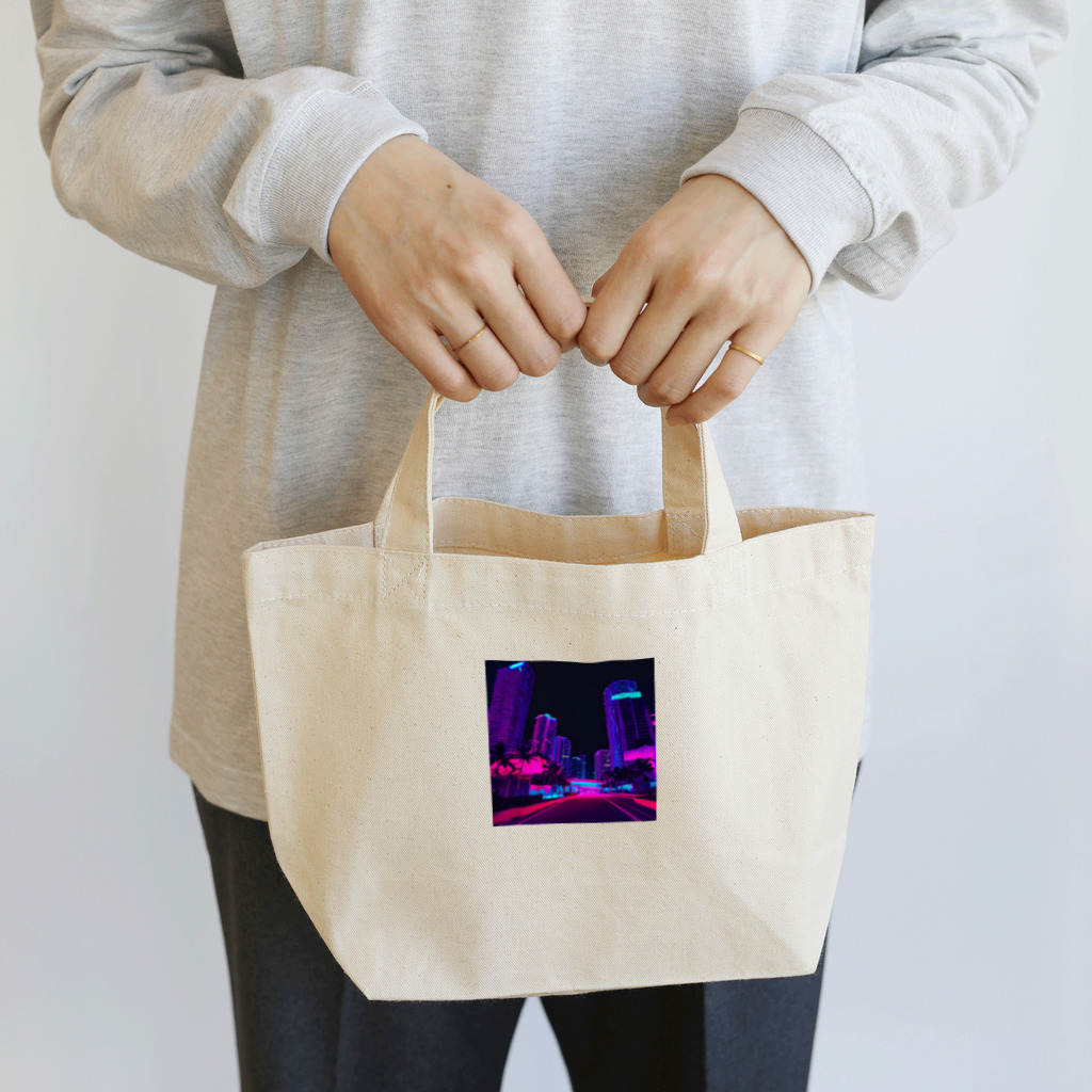 PCFTのネオン風都市 Lunch Tote Bag
