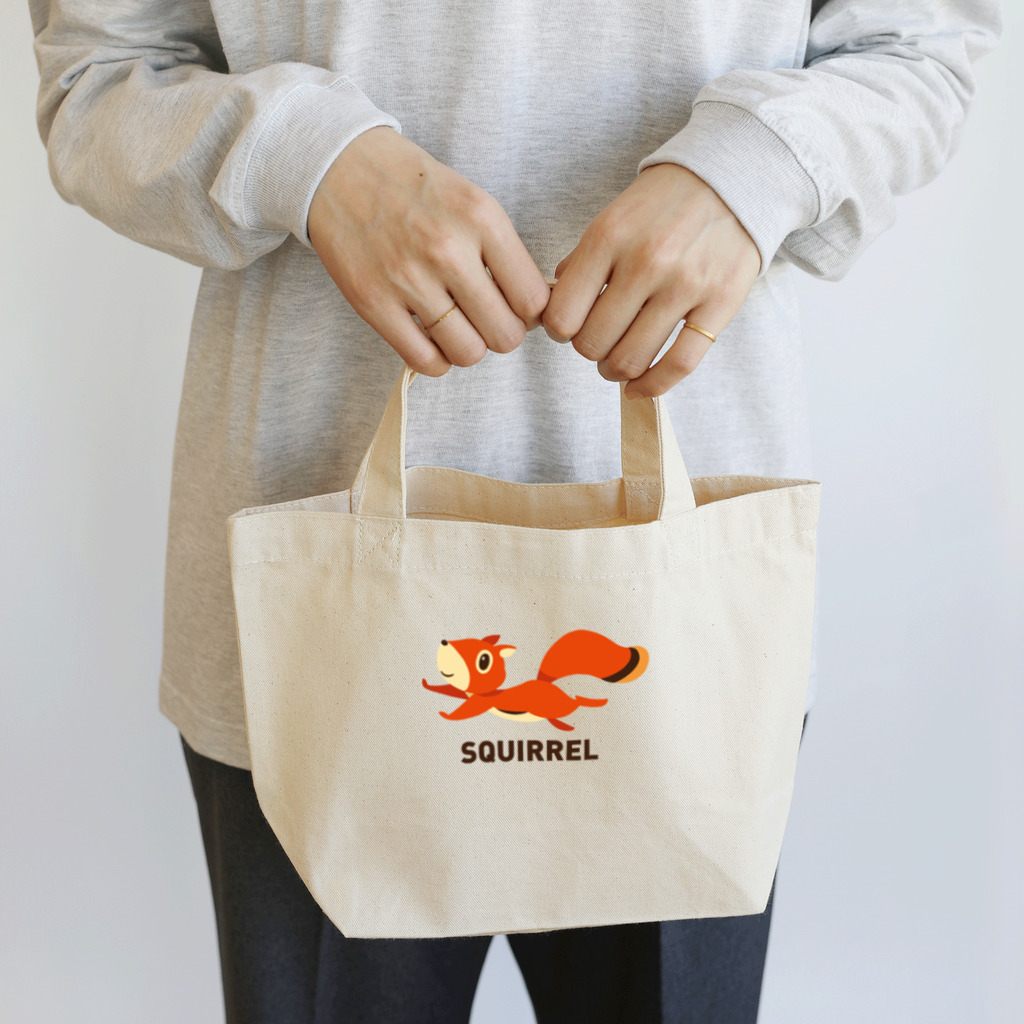 SUNDAYS GRAPHICSの走るリス (茶色ロゴ) Lunch Tote Bag