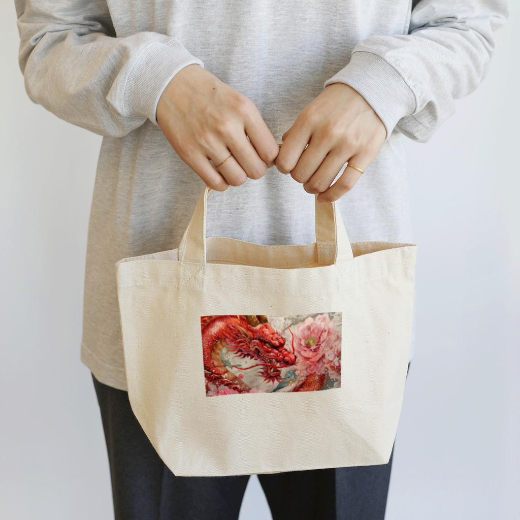 フォアネイル開運ショップの赤龍の情熱 Lunch Tote Bag