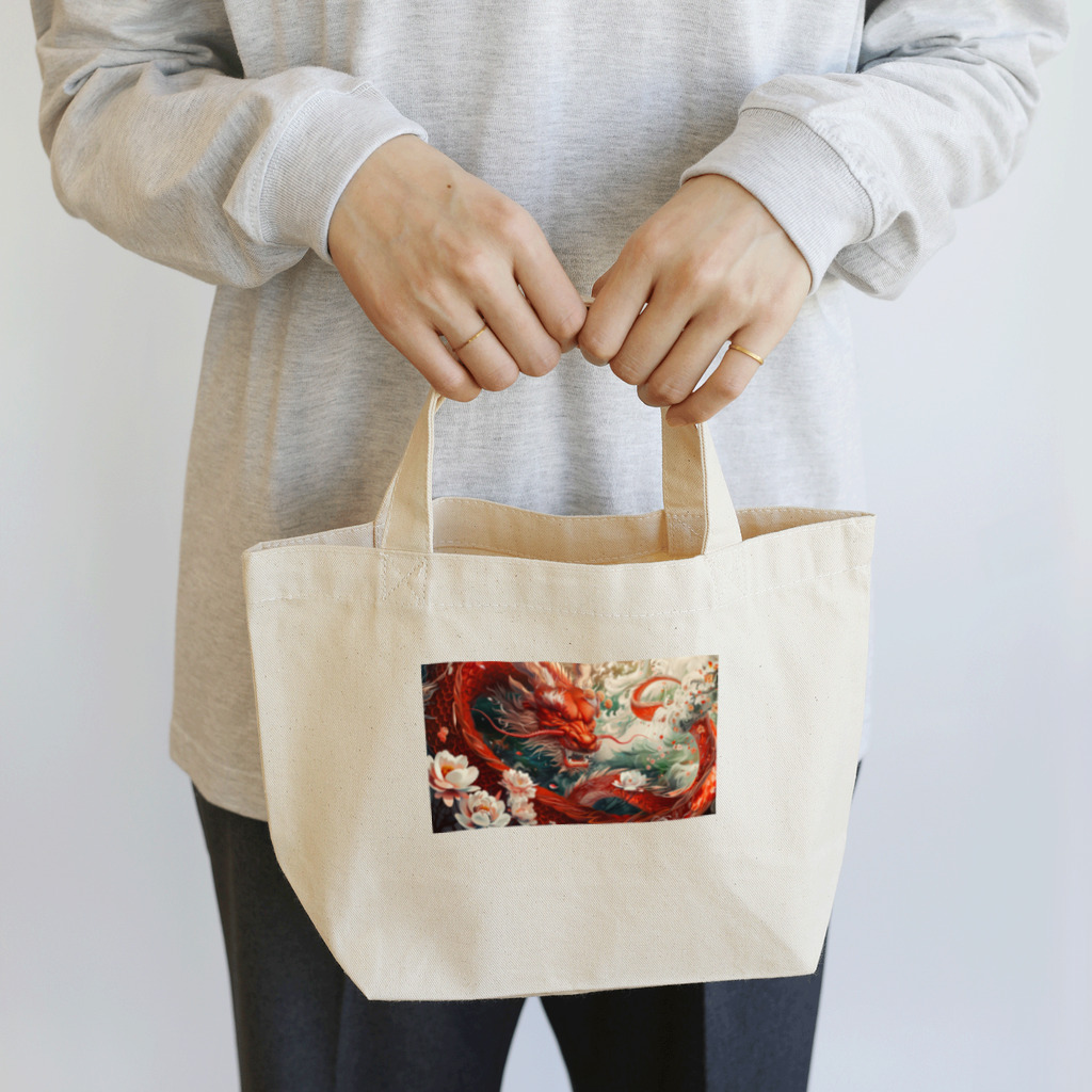 フォアネイル開運ショップの赤龍の勇気 Lunch Tote Bag