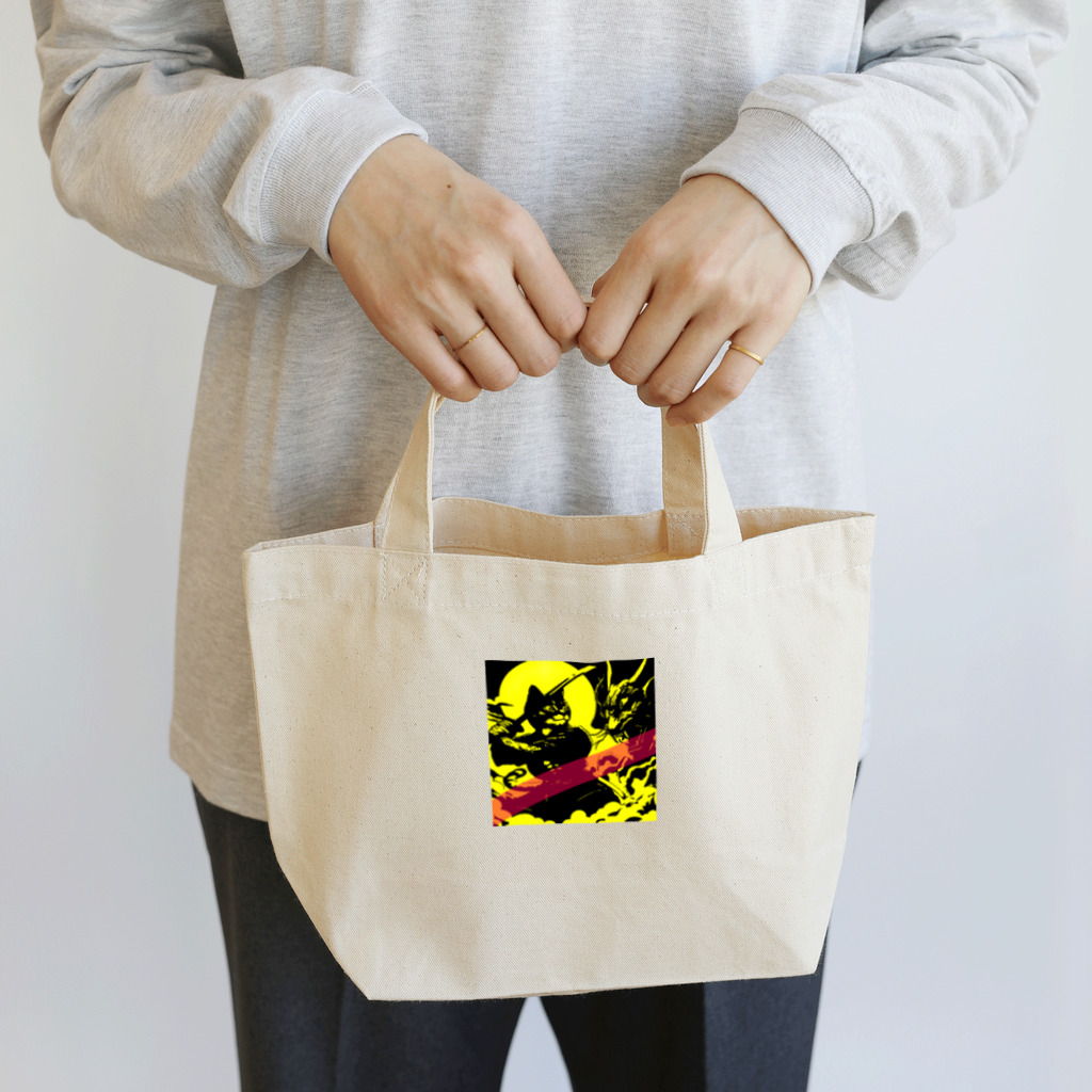 moon_takuanの鬼退治する猫 Lunch Tote Bag