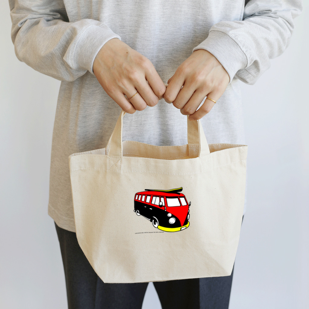 ファンシーTシャツ屋のレッド&ブラックのビーチバス Lunch Tote Bag