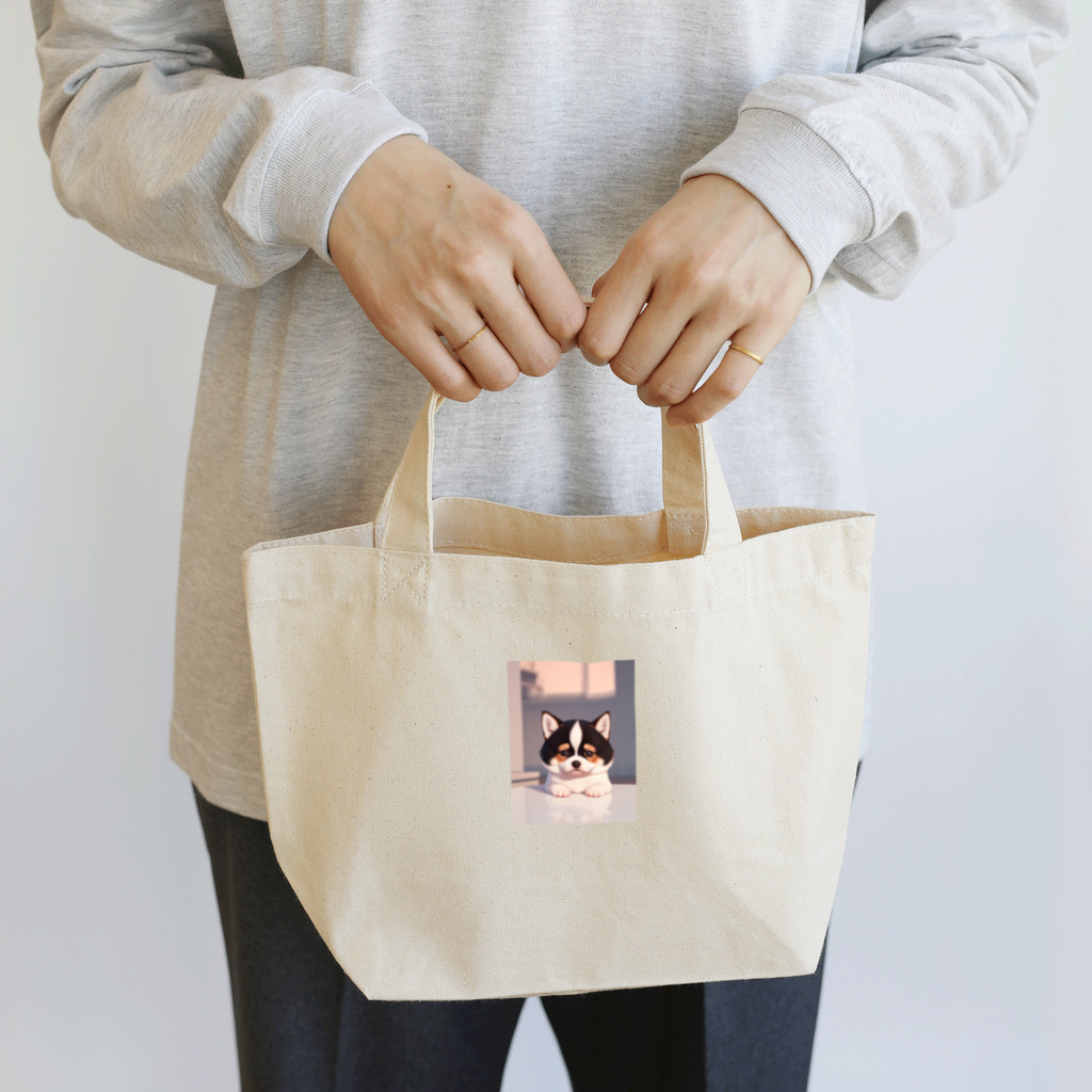かわいい女の子とシュールな絵の子猫なしばちゃん Lunch Tote Bag