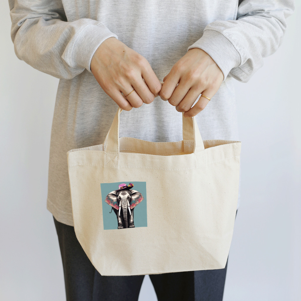 おしゃれな動物のおしゃれなゾウ Lunch Tote Bag