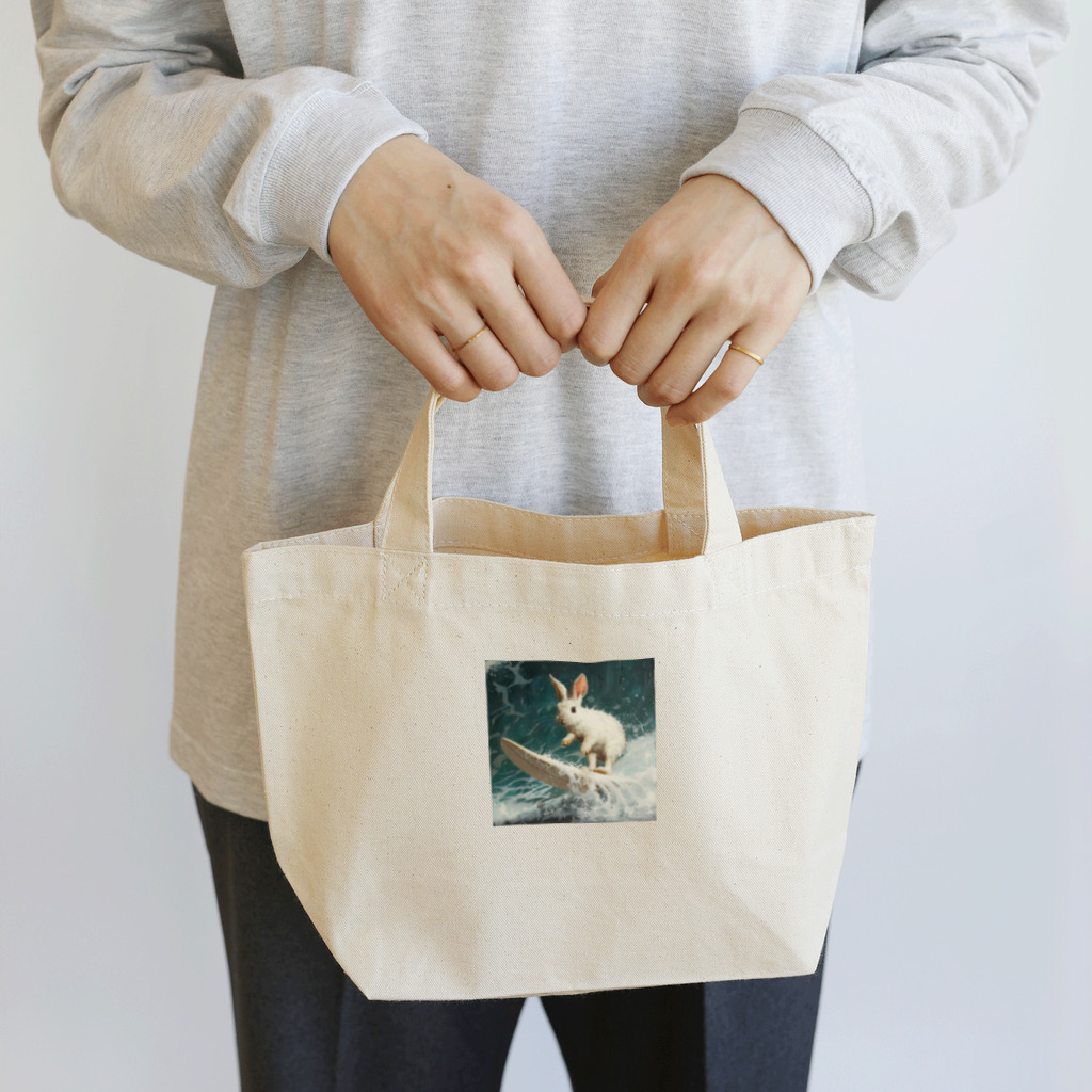 AQUAMETAVERSEのサーフィンをするウサギ Lunch Tote Bag