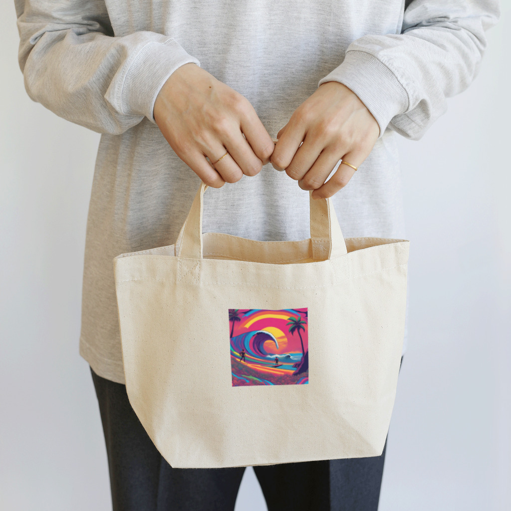Sea Side TropicalのTropical Beach Surfer Art Lunch Tote Bag