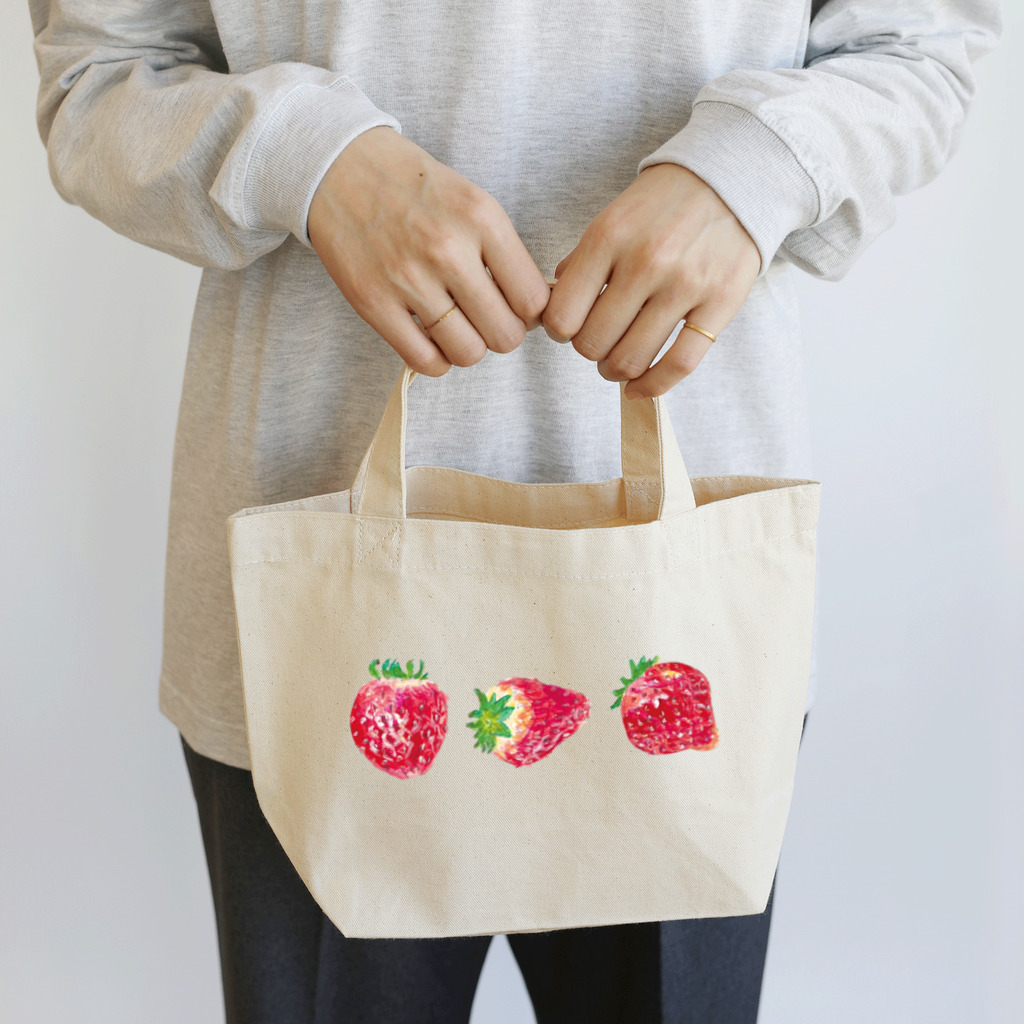 ピヨデザインのいちごみっつ Lunch Tote Bag