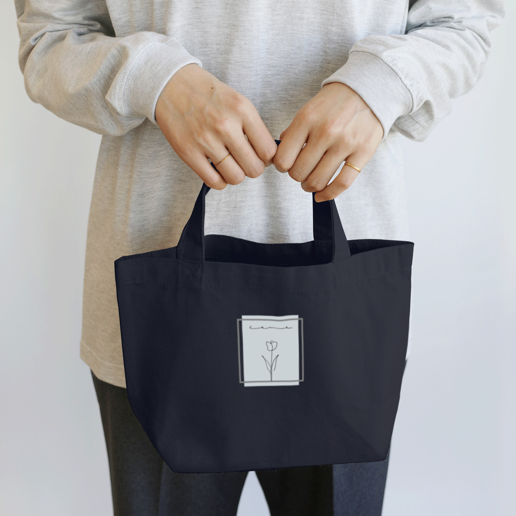 rilybiiのgray blue × 線画チューリップ Lunch Tote Bag