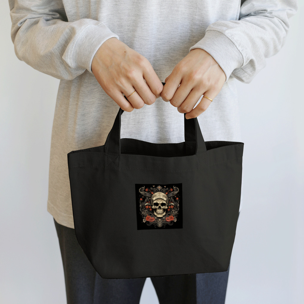 にゃーものお店のロックバンド風ドクロ Lunch Tote Bag