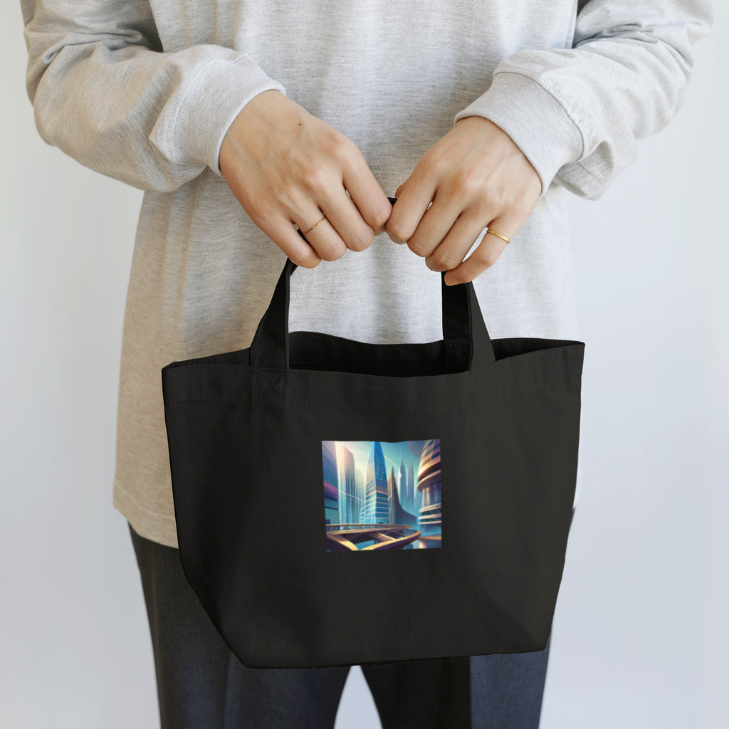 のんびりアート工房のジオメトリック都市 Lunch Tote Bag