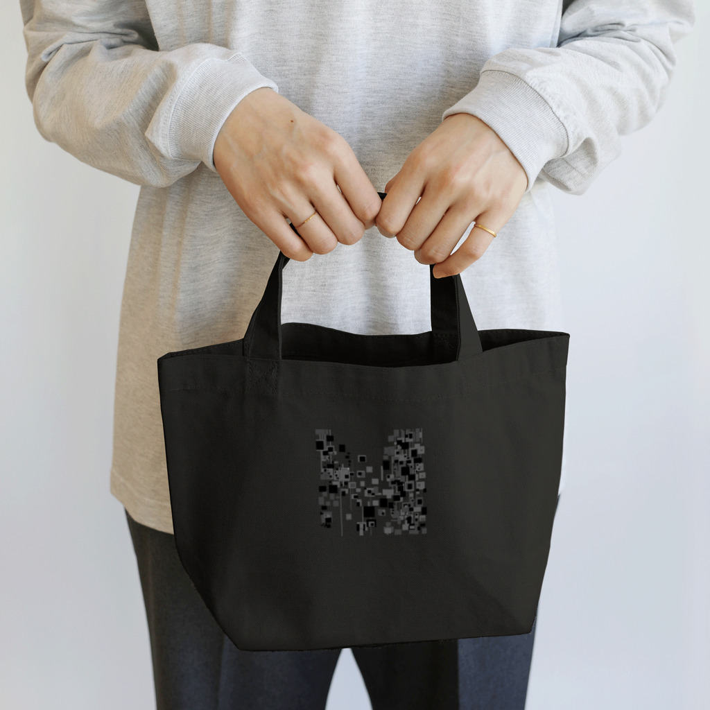 【松】黒金アートこぎん和紙和柄の003黒ミニマムアートblack ランチトートバッグ
