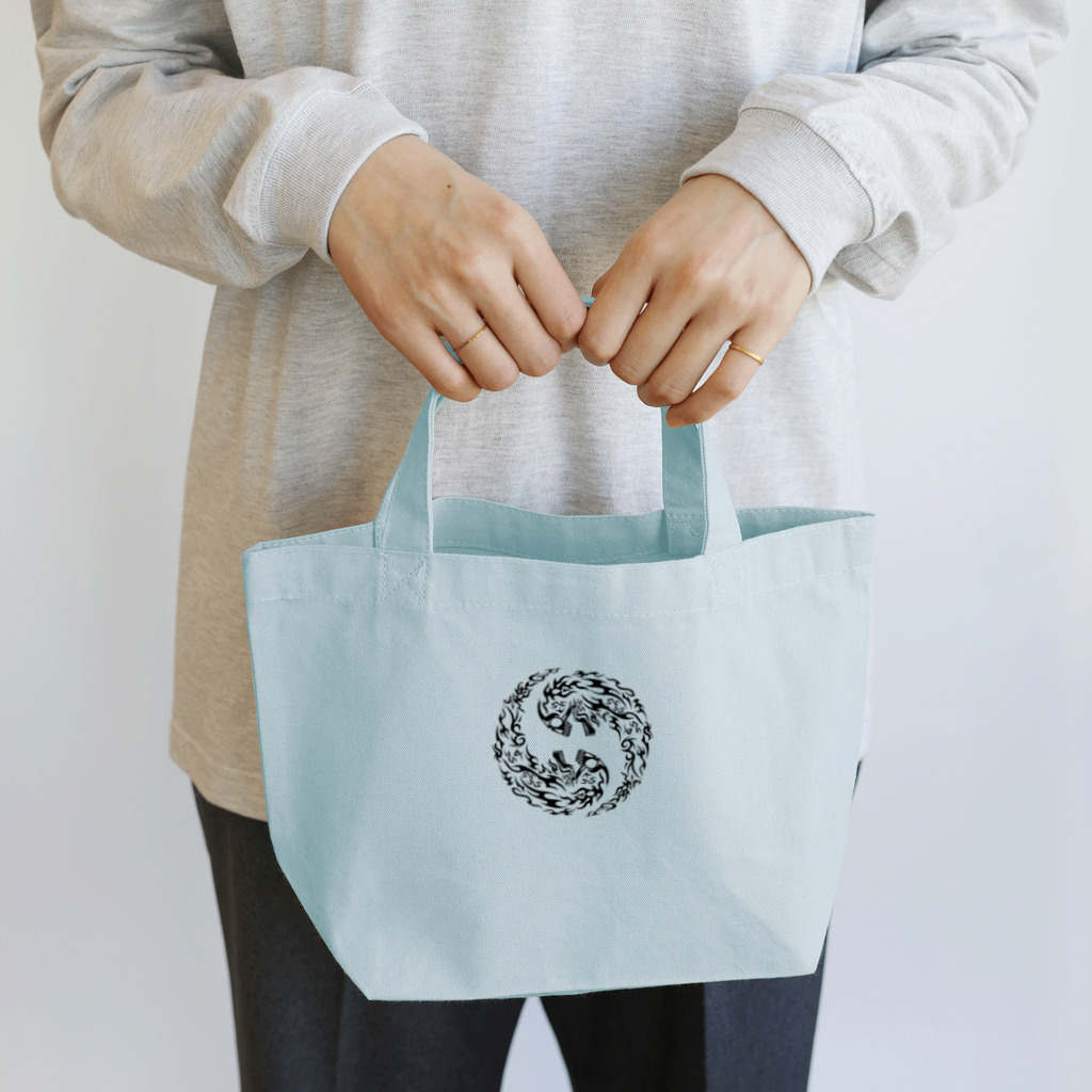 Ａ’ｚｗｏｒｋＳの合わせ二つ髑髏 黒（オリジナル家紋シリーズ） Lunch Tote Bag