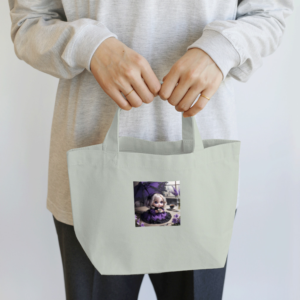 【ホラー専門店】ジルショップの黒と紫のゴシックドール ランチトートバッグ