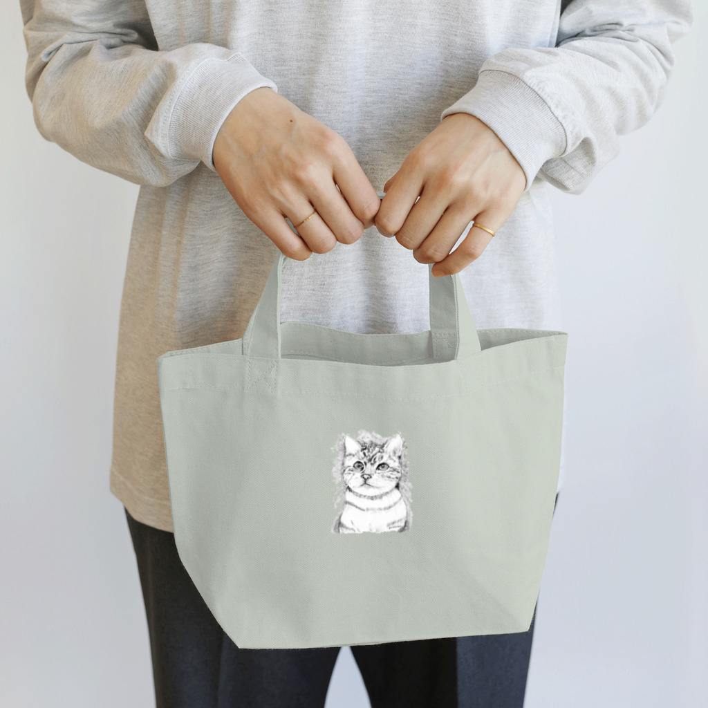 greetenのアート猫　モノクロ　 ランチトートバッグ
