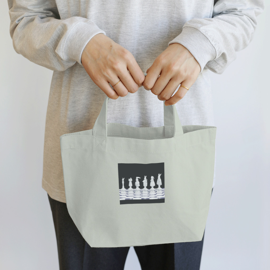 鬼鞍 ONIKURAのRabbit Chess Ⅱ white Lunch Tote Bag