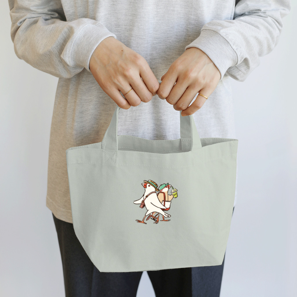 もしもしこちら文鳥のおしゃれしておでかけ文鳥 Lunch Tote Bag