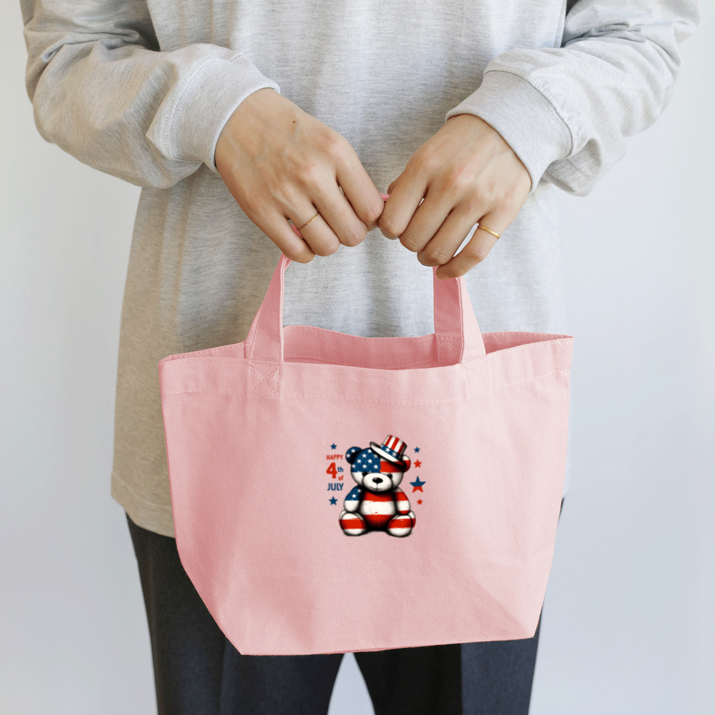 HappyFaceMarketのアメリカ独立記念日テディベア Happy 4th of July Lunch Tote Bag