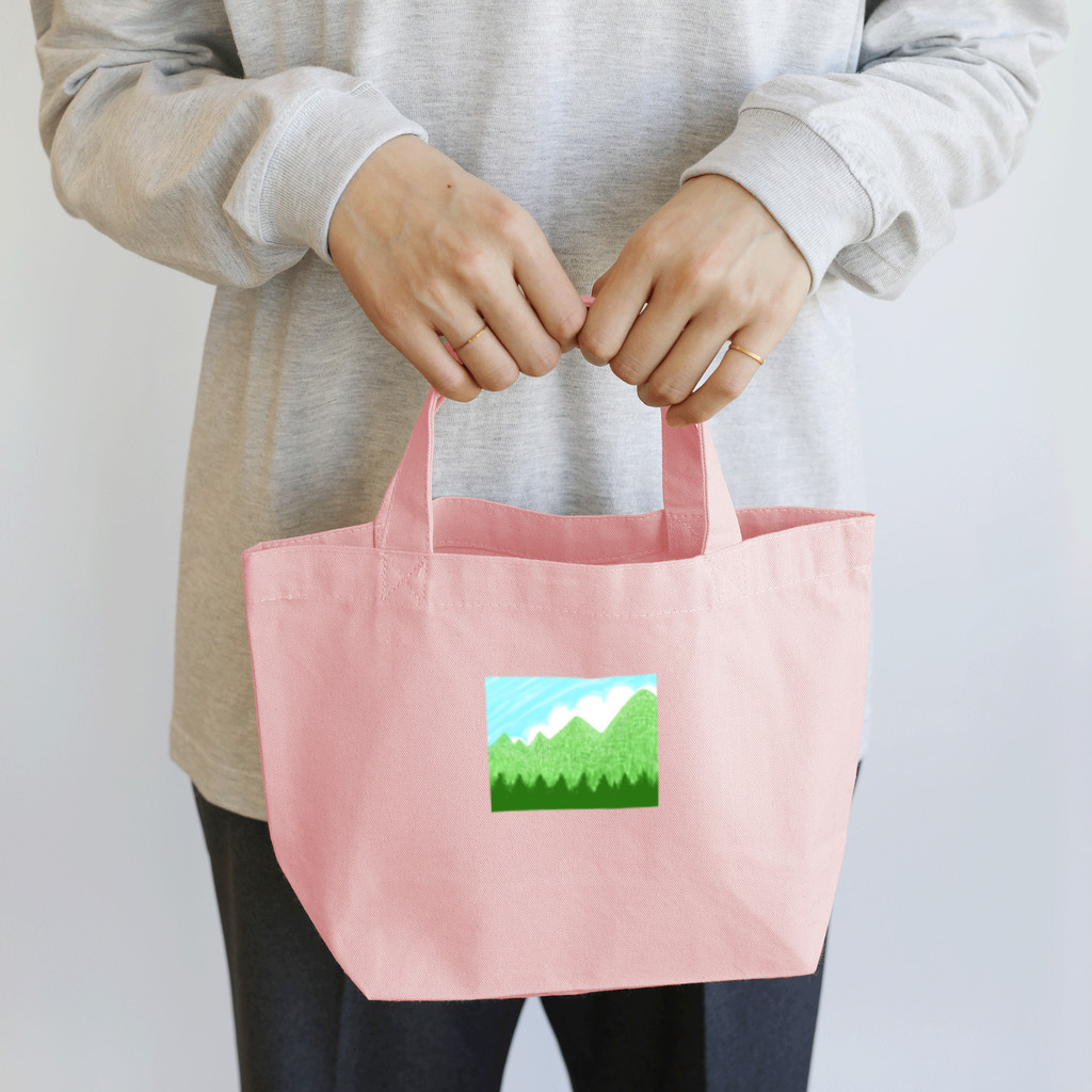 ✨🌈✨ユラクラカン🇯🇵 ✨🌈✨の☁️青空と雲☁️と青い山脈🗻ズ ランチトートバッグ