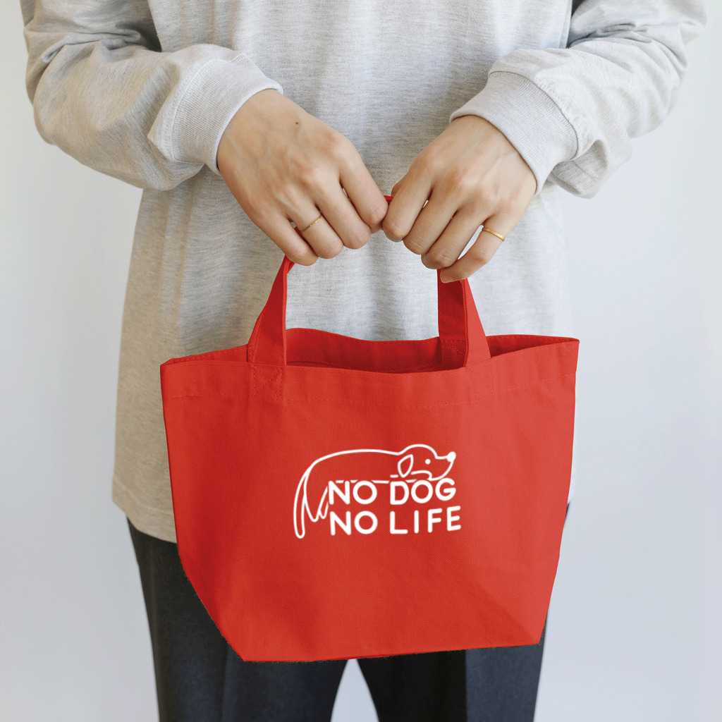 ぽぴーぴぽーのNO DOG NO LIFE(白線) Lunch Tote Bag