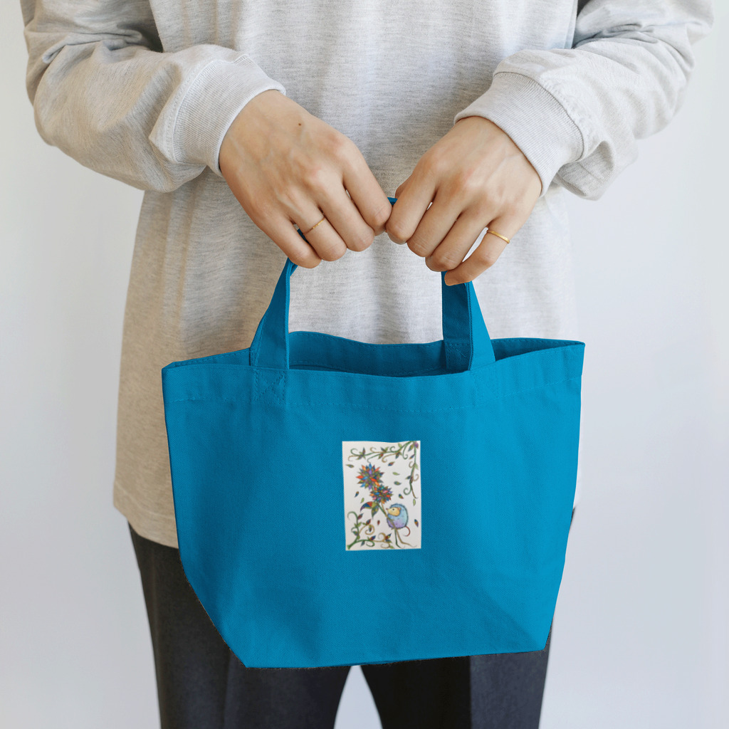 suuのカラフルな花とハリネズミ Lunch Tote Bag