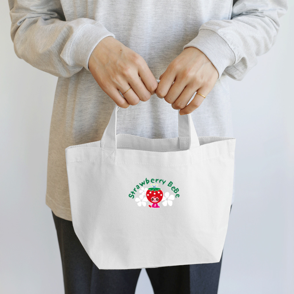 Illustrator Moca&Ram shopのいちごのお姫さまStrawberry BeBe🍓ストロベリーべべ ランチトートバッグ