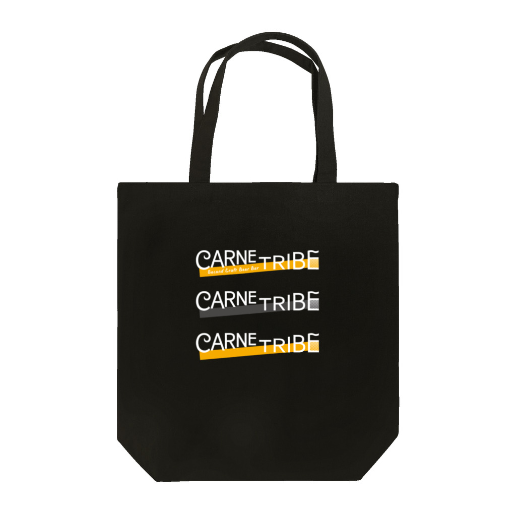 CarneTribe second カルネトライブセカンドクラフトビアバーのCarneTribe 3連ホワイトロゴ トートバッグ Tote Bag