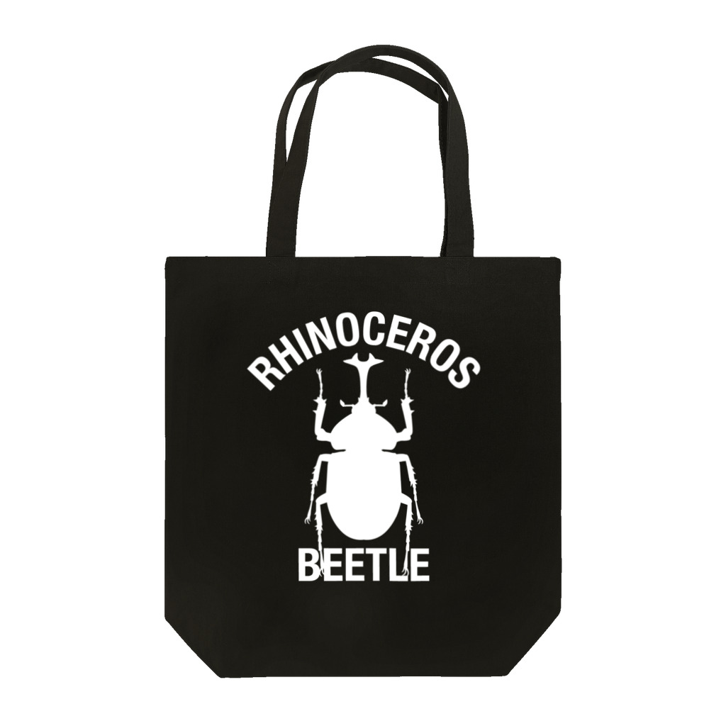 DRIPPEDのRHINOCEROS BEETLE カブトムシ 白ロゴ トートバッグ