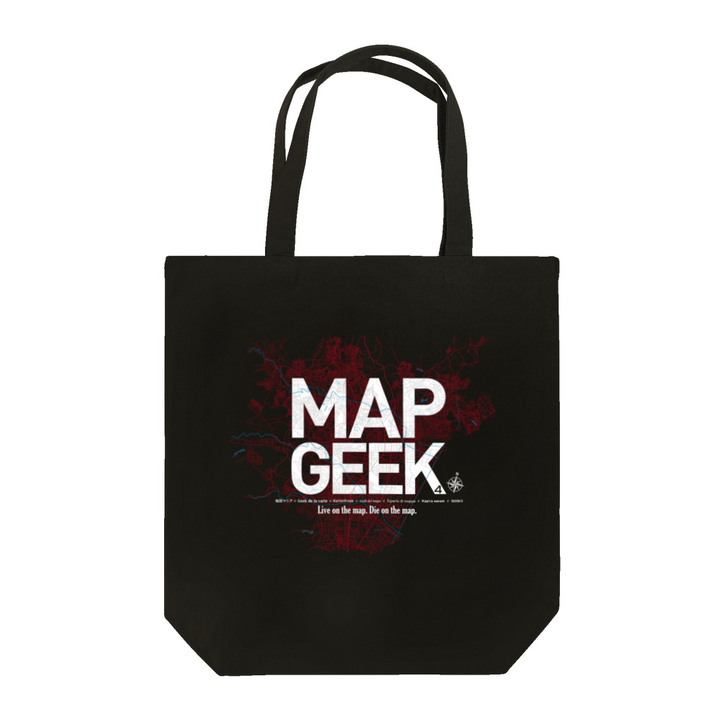Graphic Design Works Quattroの地図マニア（MAP GEEK）・赤地図 トートバッグ