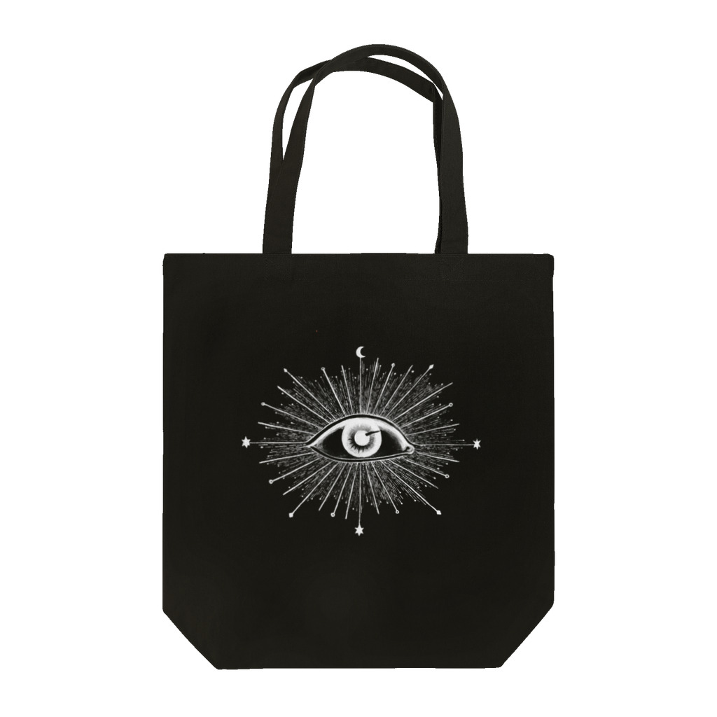 星月猫　徳島洋子の濃色対応　白い目玉のトートバッグ　 Tote Bag