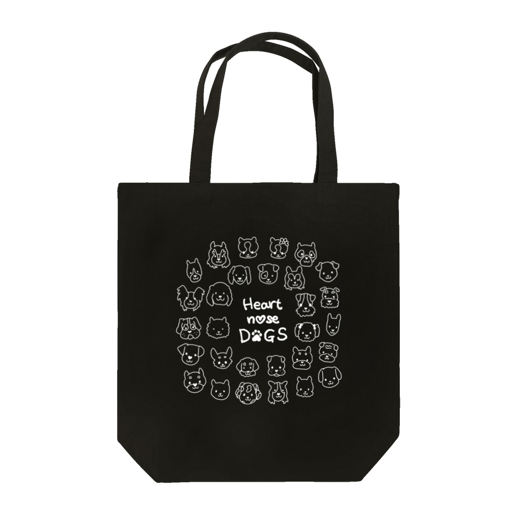 Heart nose DOGSのHeart nose DOGS（丸型白インク） Tote Bag