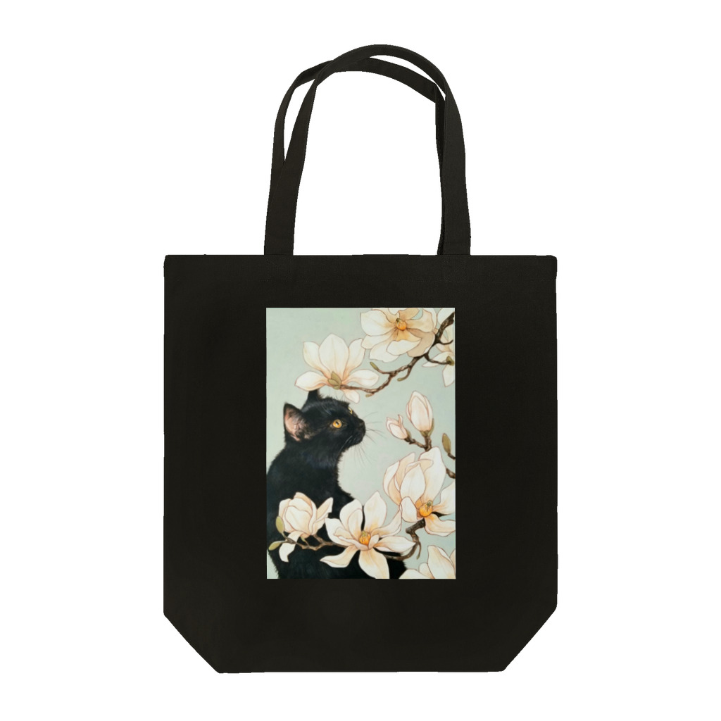 おちょぴの白木蓮と黒猫 Tote Bag