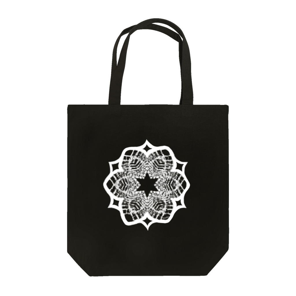 シンプルなグッズ やこ屋の(白抜き)レースの幾何学模様な花 トートバッグ