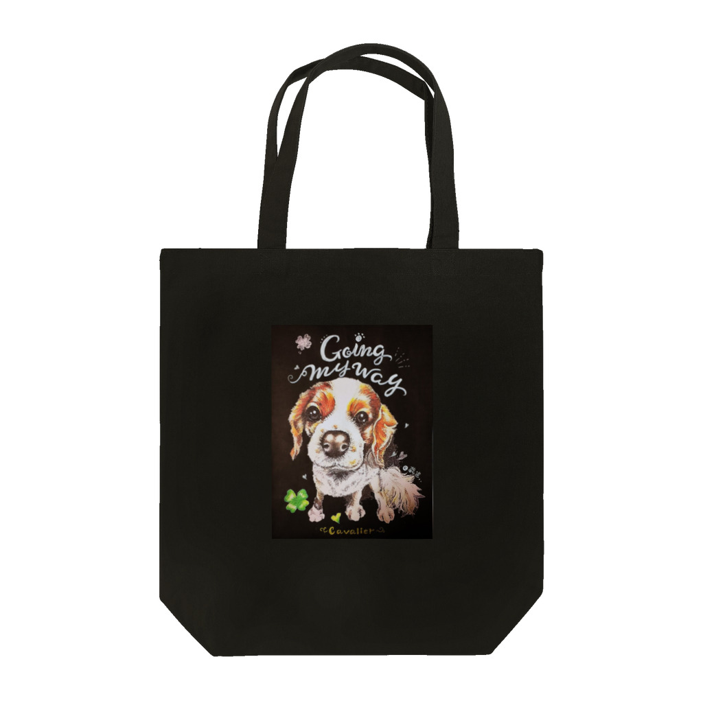 ぱすてるPOPの黒板わんにゃんのキャバリア Tote Bag