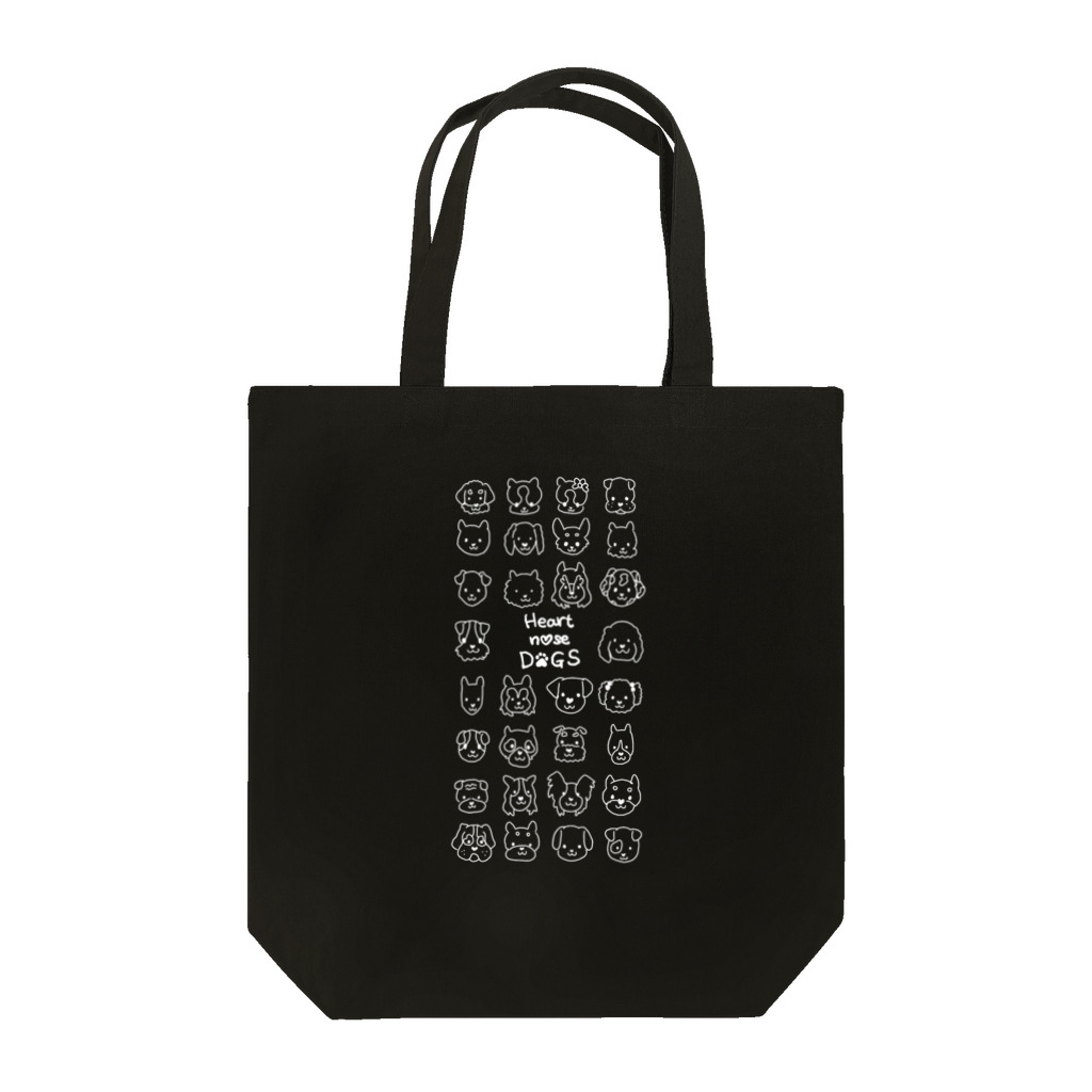 Heart nose DOGSのHeart nose DOGS（縦長白インク） Tote Bag